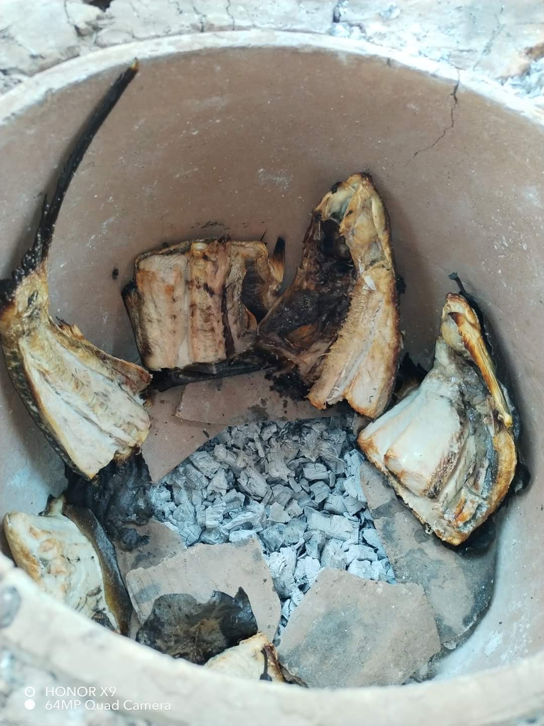 Fototeca Horno de barro abierto con leña y brasas, usado en la cocina tradicional.